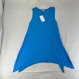 NWT Kris Jen Tank Top Tunic Sleeveless Blouse Teal Blue Womens Size L Flowy